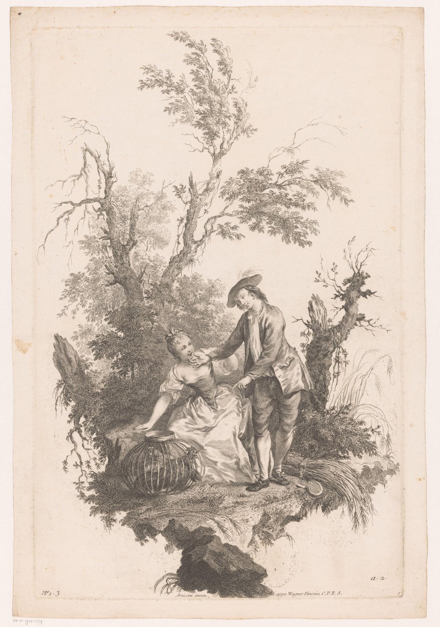 Homme et femme avec un panier de volaille - Joseph Wagner (possibly)