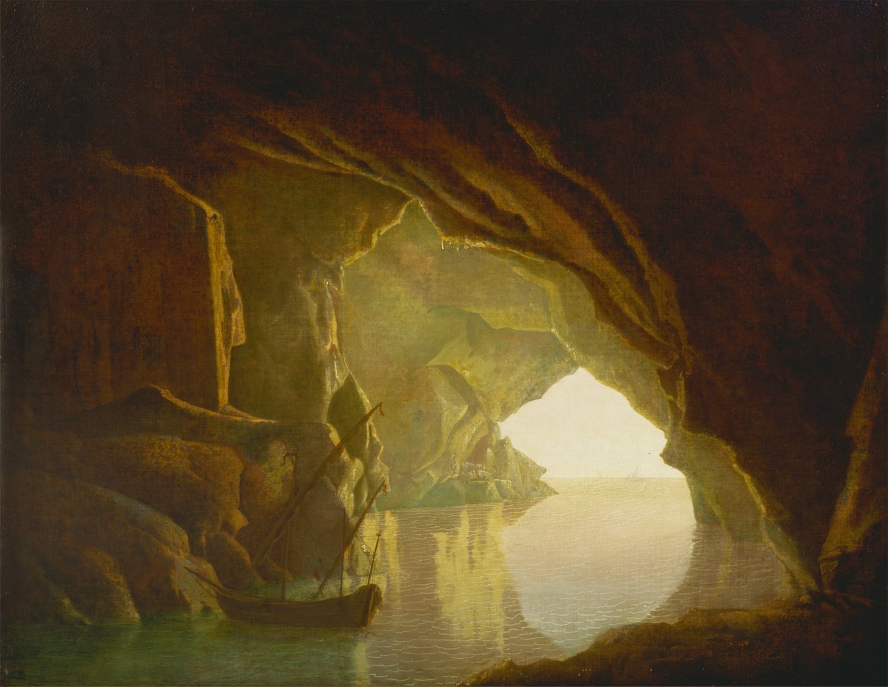 Grotte dans le golfe de Salerne, coucher de soleil - Joseph Wright of Derby