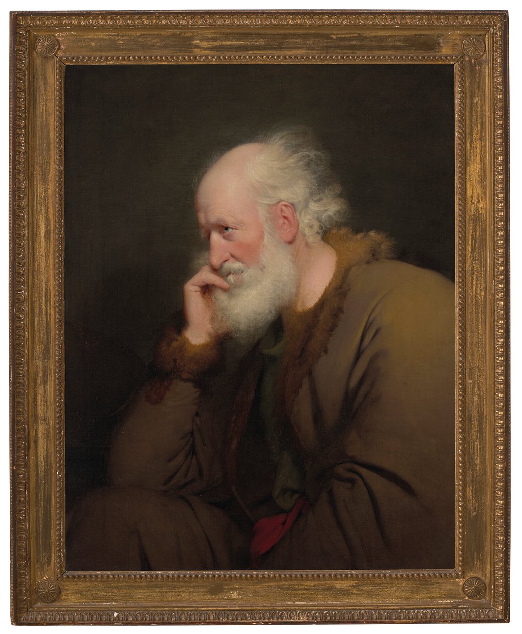 Un vieil homme, à mi-corps, dans un manteau doublé de fourrure - Joseph Wright of Derby