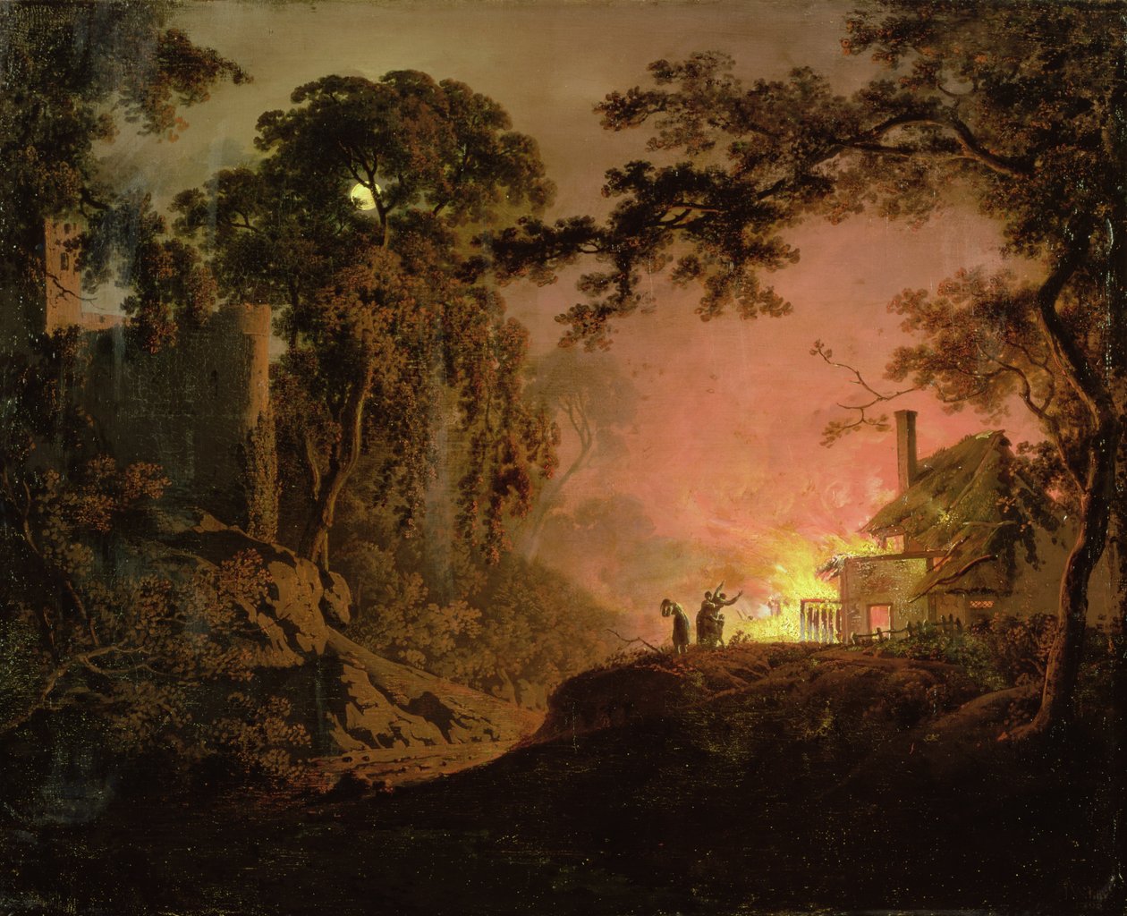 Cottage en feu - Joseph Wright of Derby
