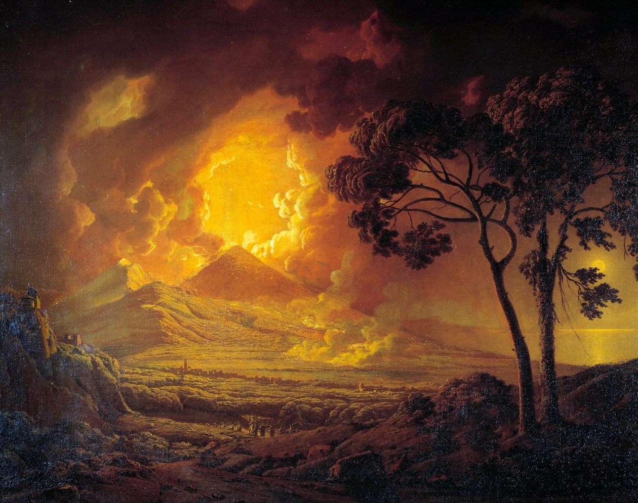 Éruption du Vésuve avec la tête de Saint Janvier portée en procession - Joseph Wright of Derby