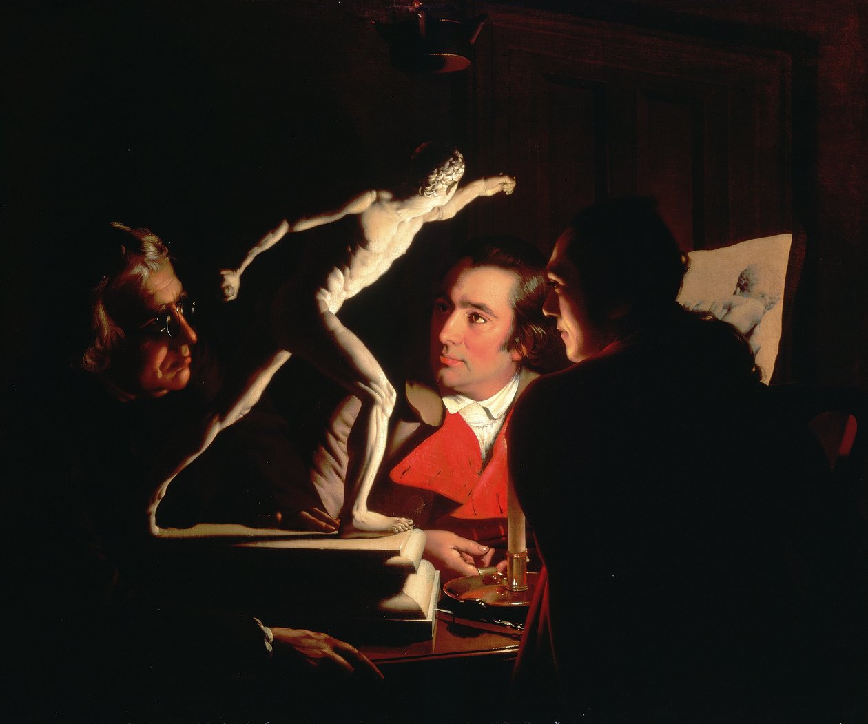 Trois personnes regardant le Gladiateur à la chandelle - Joseph Wright of Derby