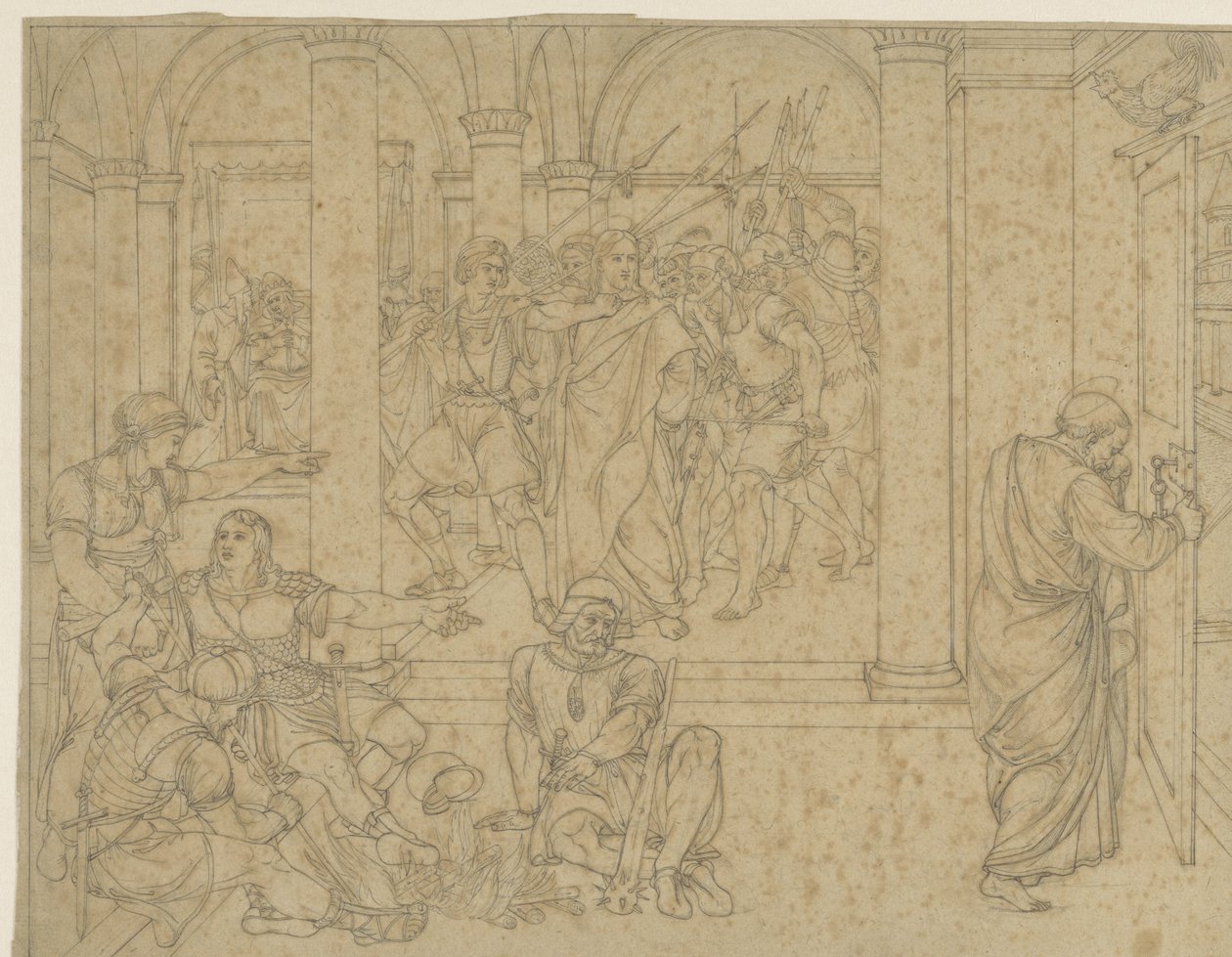 Pierre renie le Christ, représenté dans le hall du palais de justice - Joseph von Fuhrich