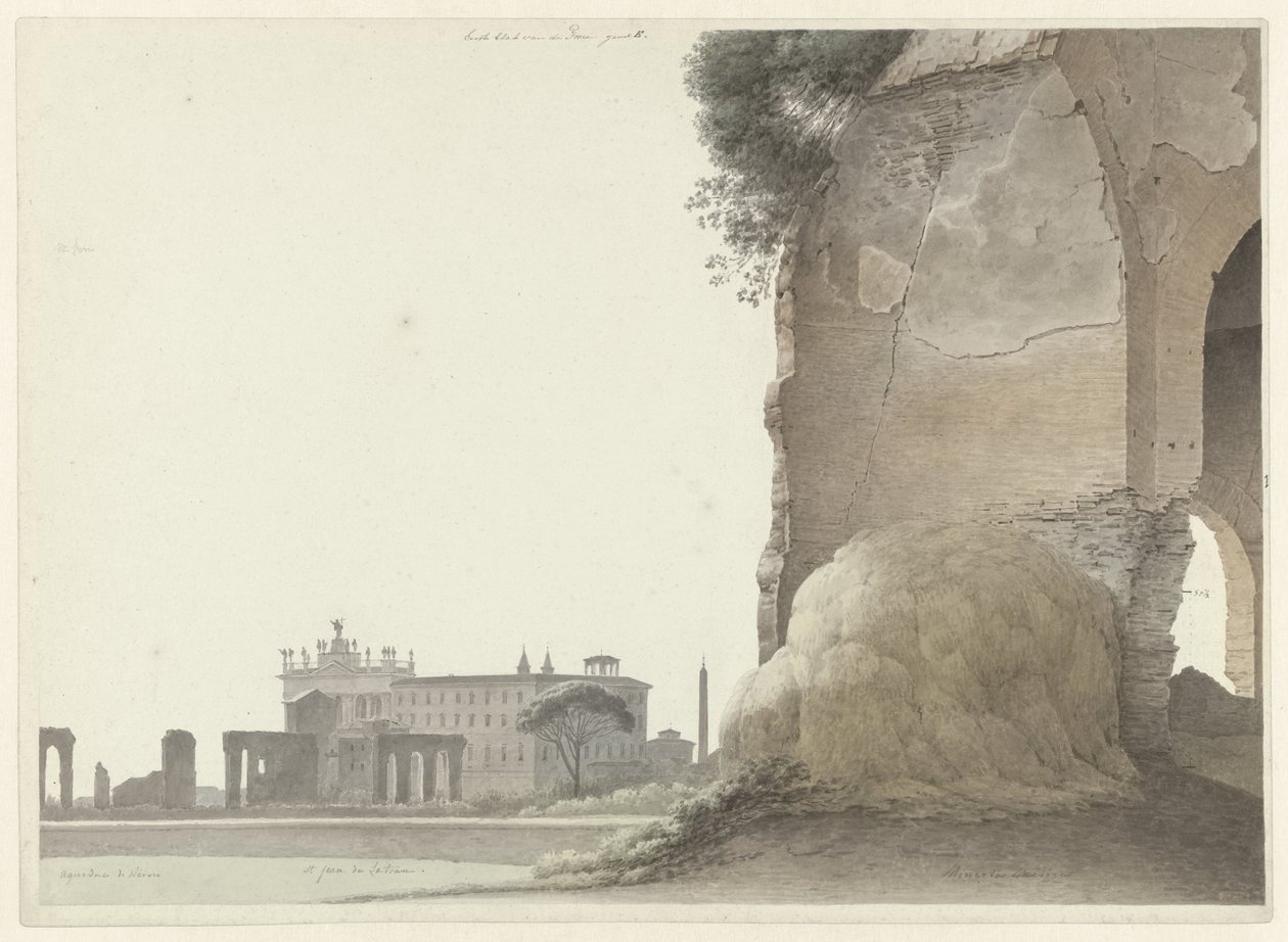 La basilique de San Giovanni in Laterano, avec le temple de Minerva Medica au premier plan - Josephus Augustus Knip