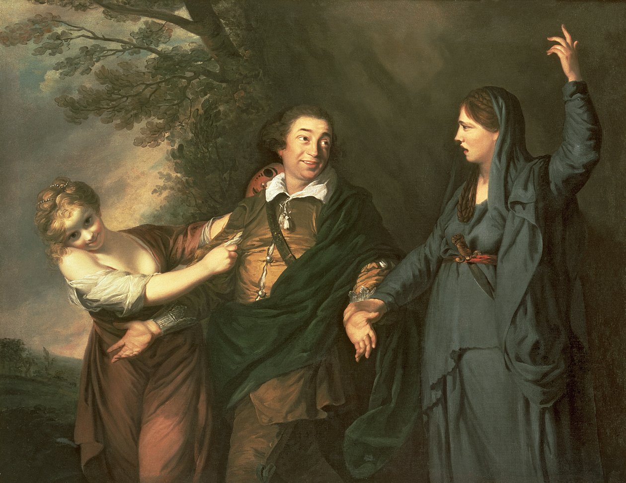 David Garrick (1717-79) entre les Muses de la Tragédie et de la Comédie, 1760-61 - Joshua Reynolds