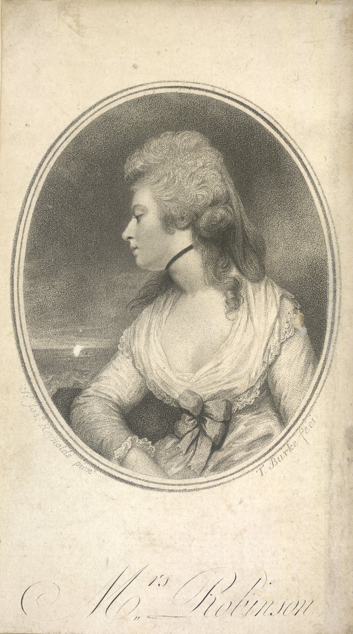 Mme Robinson. Mary Robinson, née Darby, connue sous le nom de Perdita (1758-1800). Actrice, poétesse et romancière anglaise. Première maîtresse publique du roi George IV alors qu