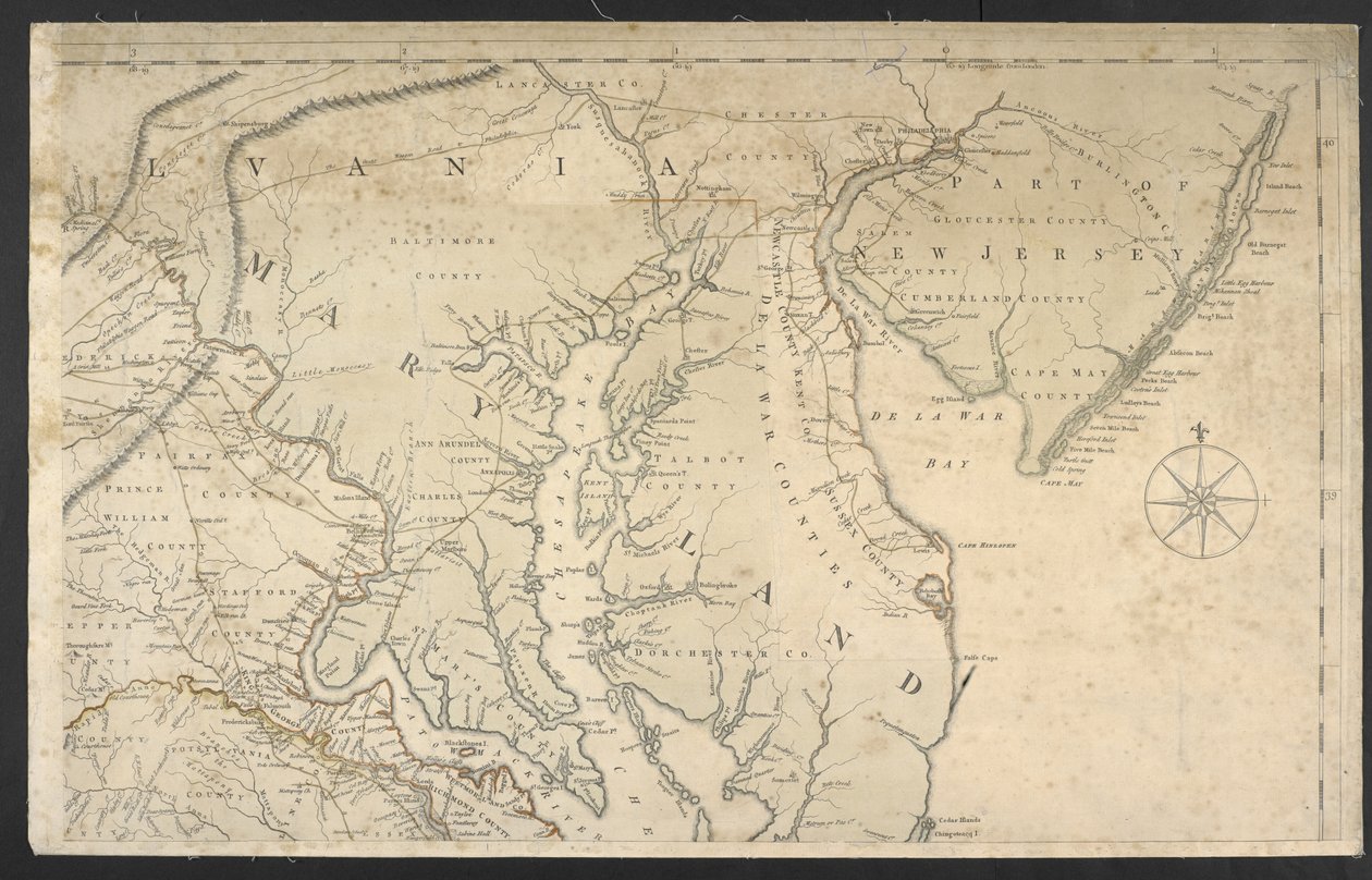Carte de la partie la plus habitée de la Virginie - Joshua and Jefferson Peter Fry