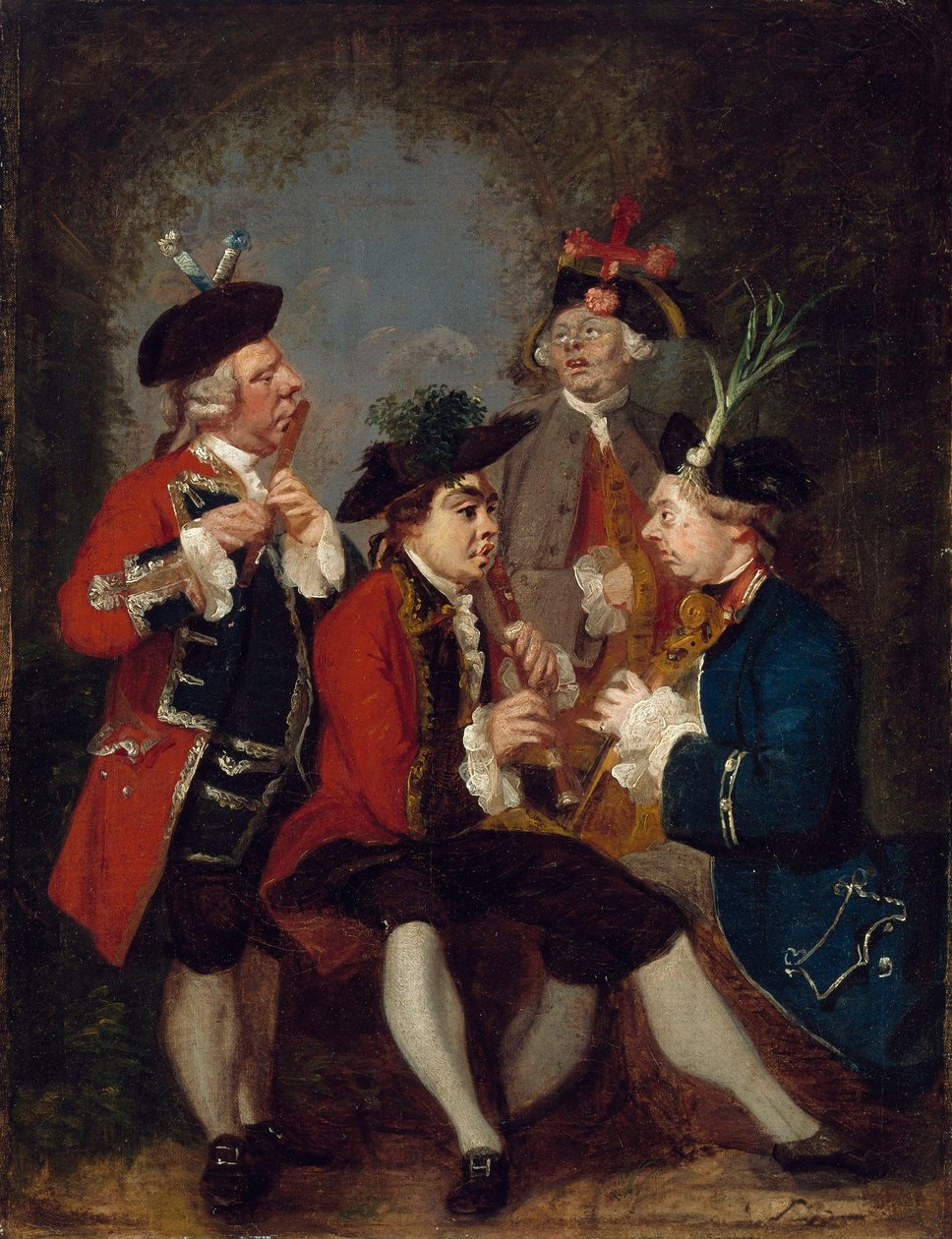 Karikatur von Sir Thomas Kennedy, James Caulfield, Viscount Charlemont, der ehrenwerte John Ward und Richard Phelps - Joshua Reynolds
