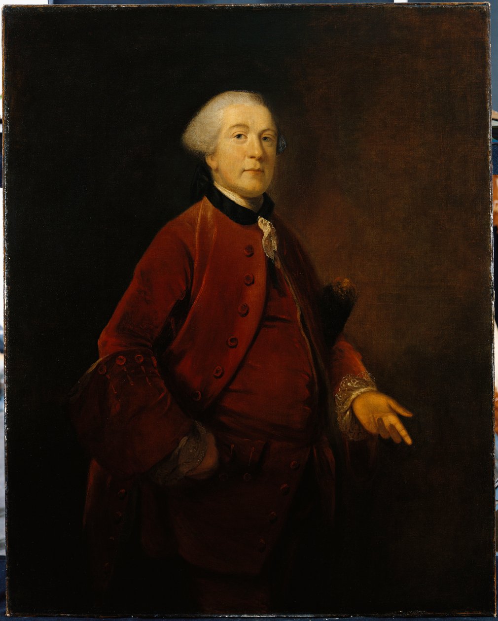 Portrait de George Ashby, debout, trois-quarts longueur, portant une veste et un gilet - Joshua Reynolds
