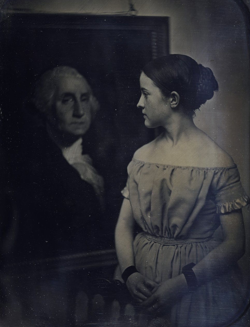 Fille avec portrait de George Washington, vers 1850 - Josiah Johnson Hawes, Albert Sands Southworth