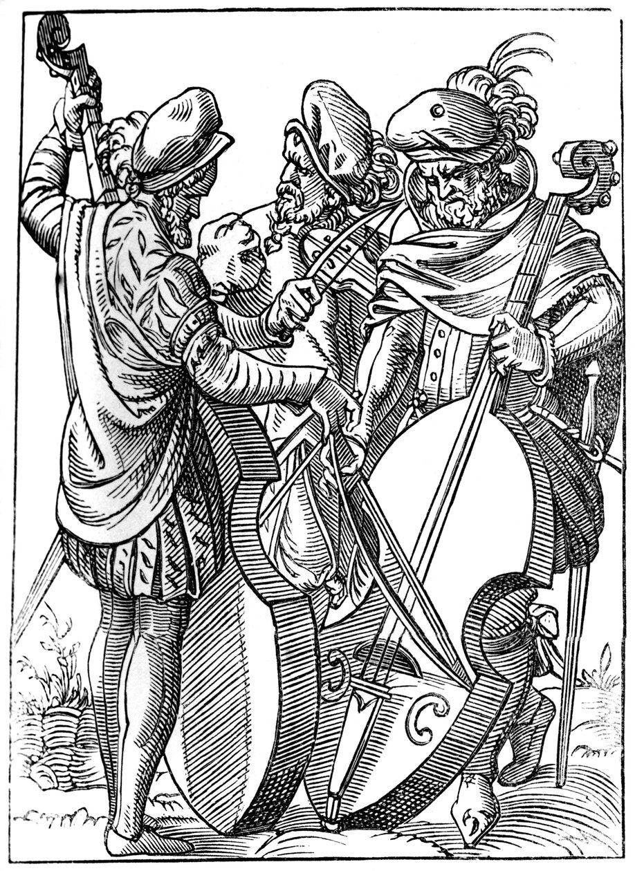 Un violoniste et deux violoncellistes, 16e siècle, 1849 - Jost Amman