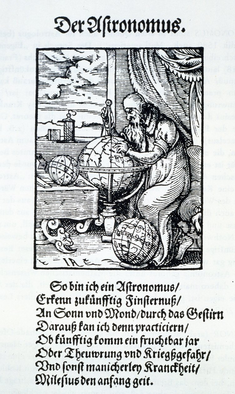 Un astronome avec un vers de Hans Sachs, pub. Francfort 1568 - Jost Amman