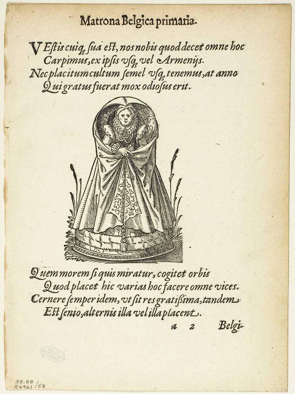 Matrona Belgica primaria (Matrone belge de premier rang) extrait de Gynaeceum, sive Theatrum Mulierum, planche 53 des Gravures sur bois des livres du XVIe siècle - Jost Amman