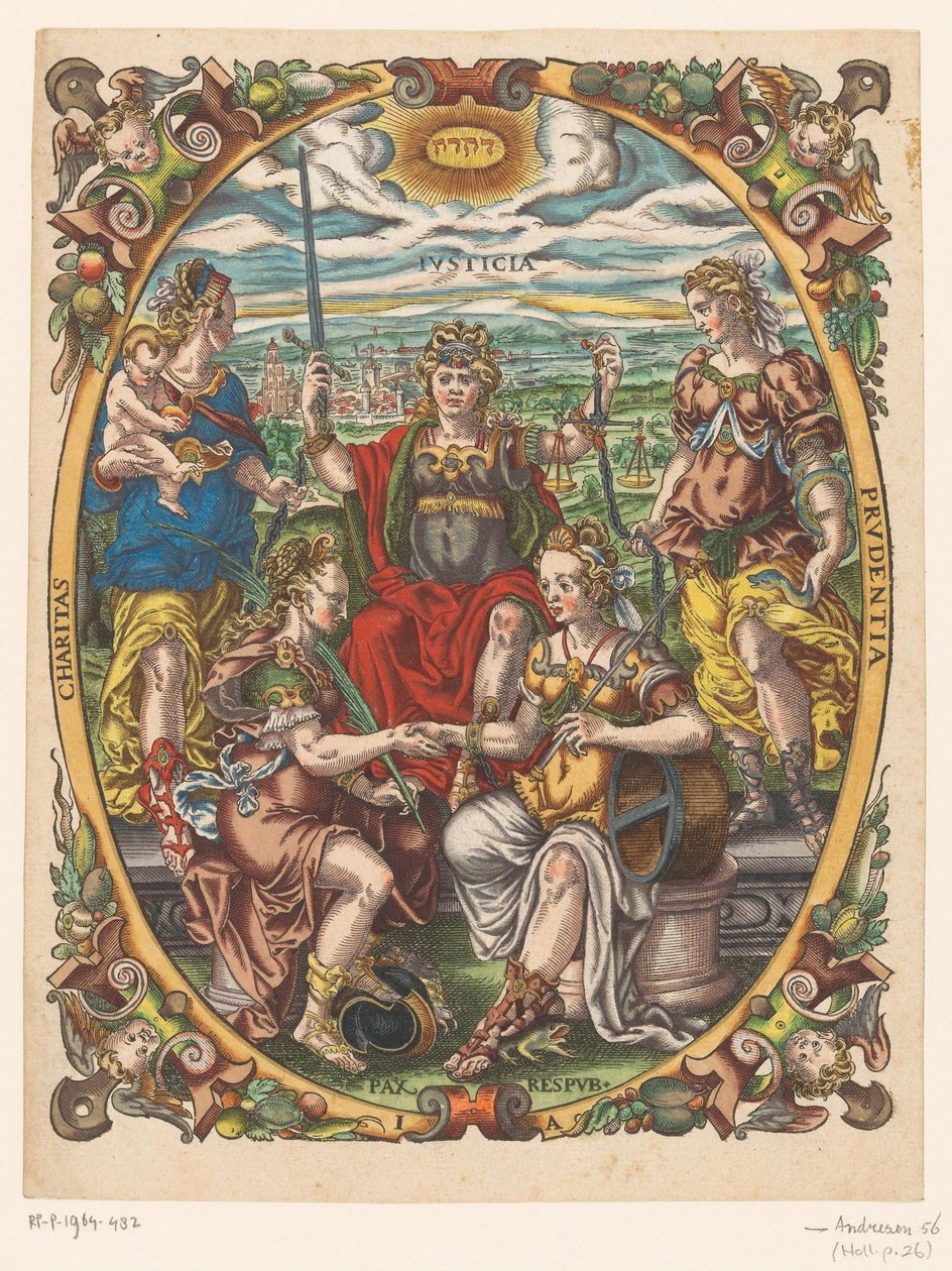 Personnifications de Justitia, Caritas, Prudentia, Pax et Republica - Jost Amman
