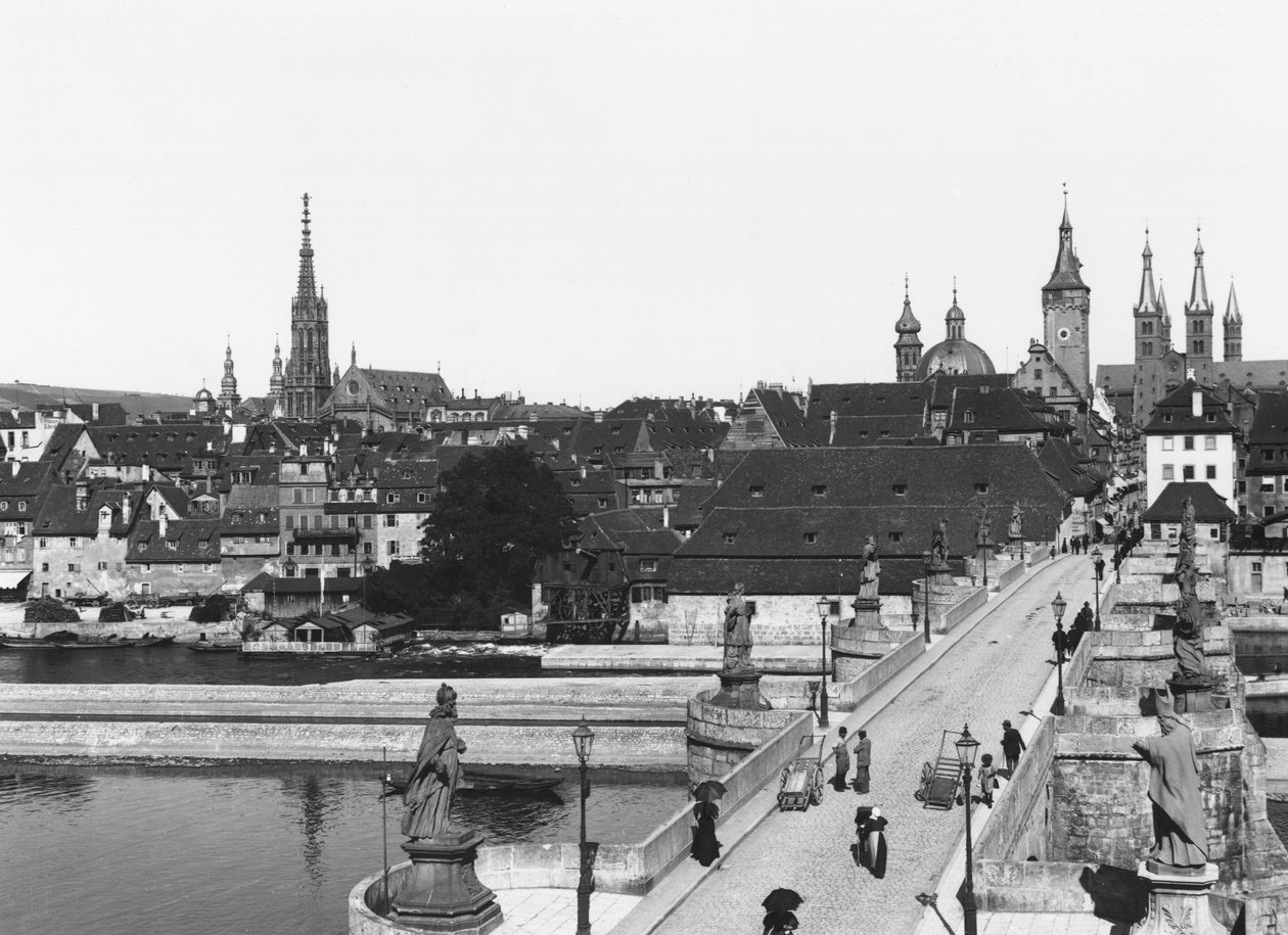 Le vieux pont sur la rivière Main à Wurzburg, vers 1910 - Jousset