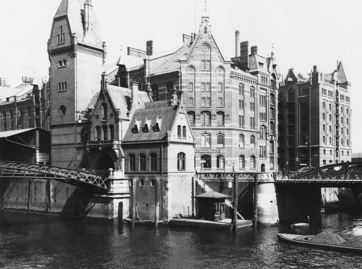 Vue de la Speicherstadt (ville des entrepôts) Hambourg, vers 1910 - Jousset