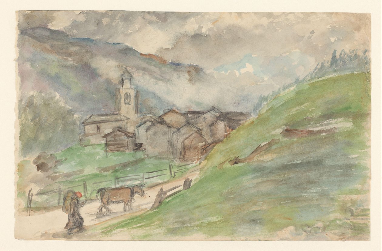 Village de montagne avec église - Jozef Israëls