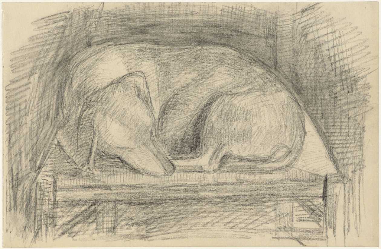 Chien endormi sur une chaise - Jozef Israëls