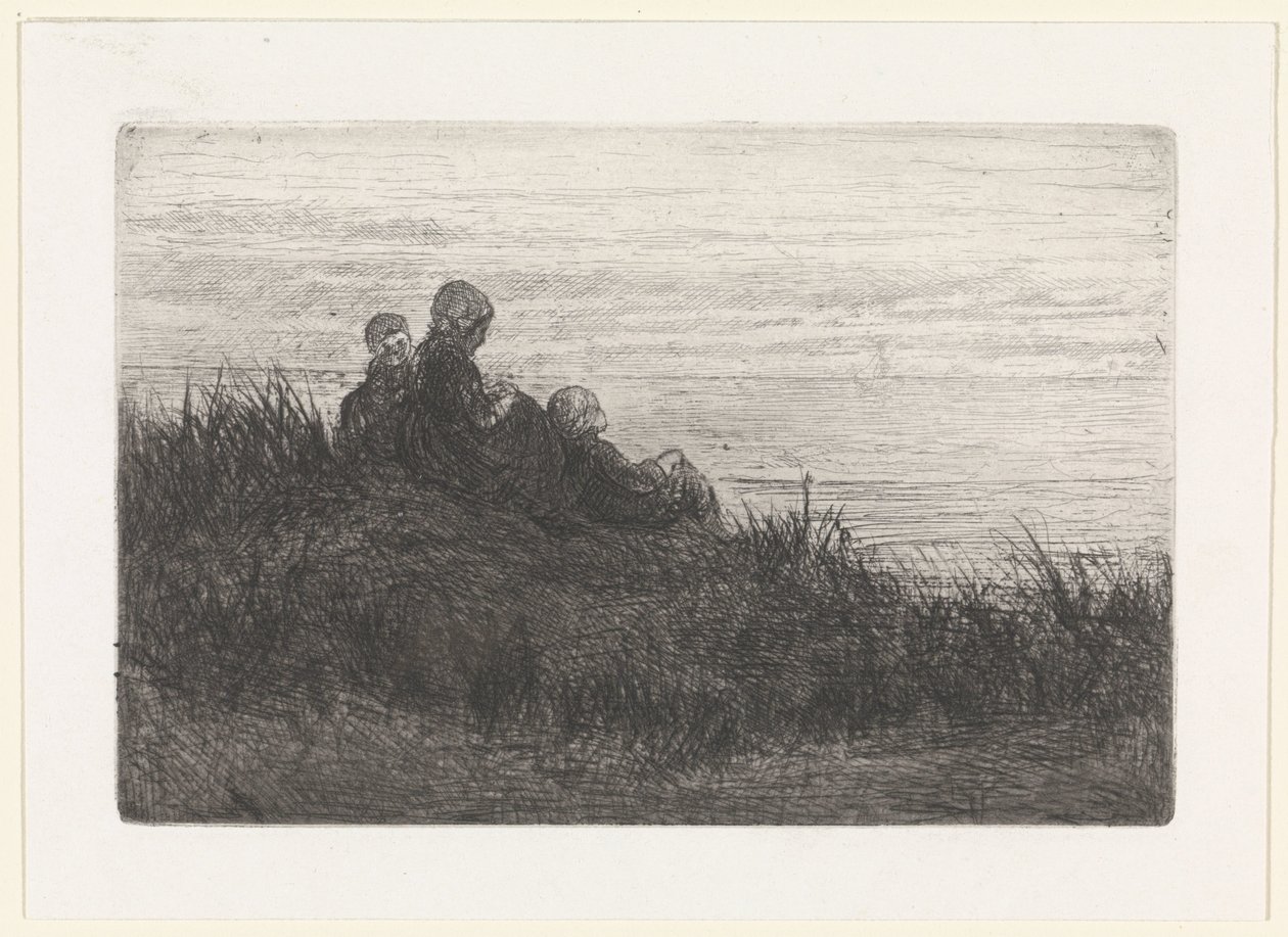 Paysage de dunes avec mère et enfants - Jozef Israëls