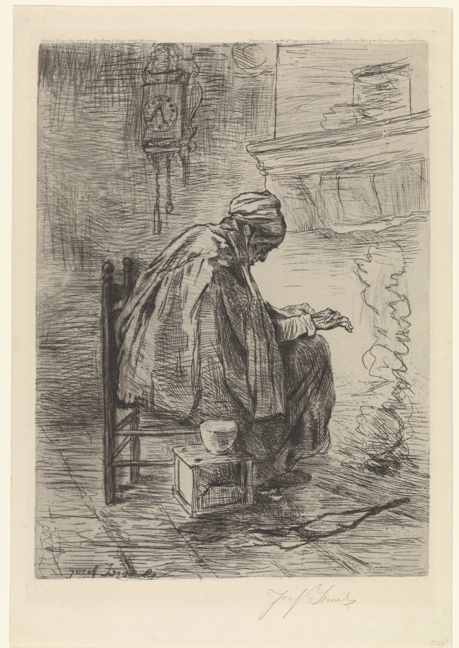 Vieille femme près de la cheminée - Jozef Israëls