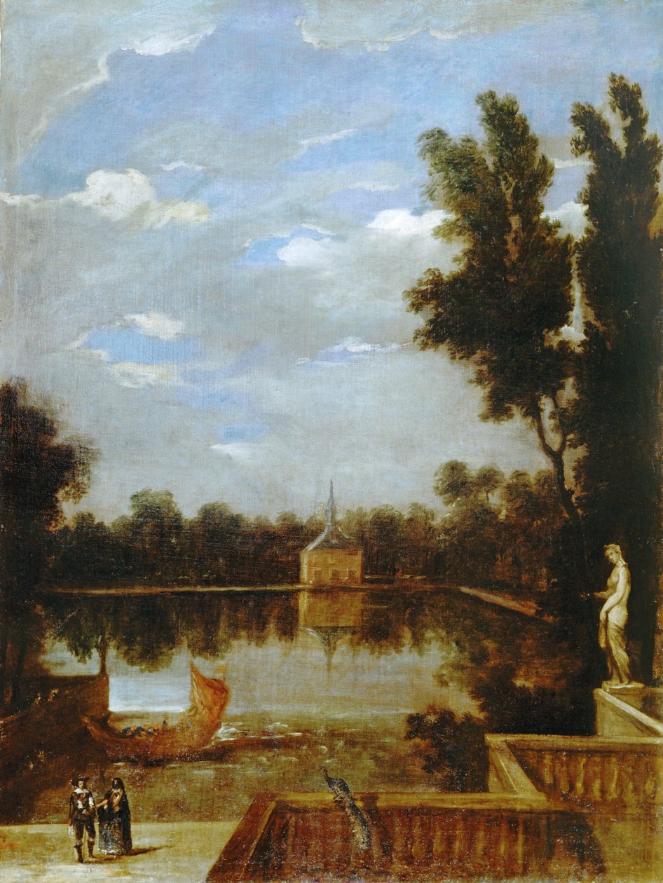Estanque del Buen Retiro... (peinture sur toile) - Juan Bautista Martinez Del Mazo