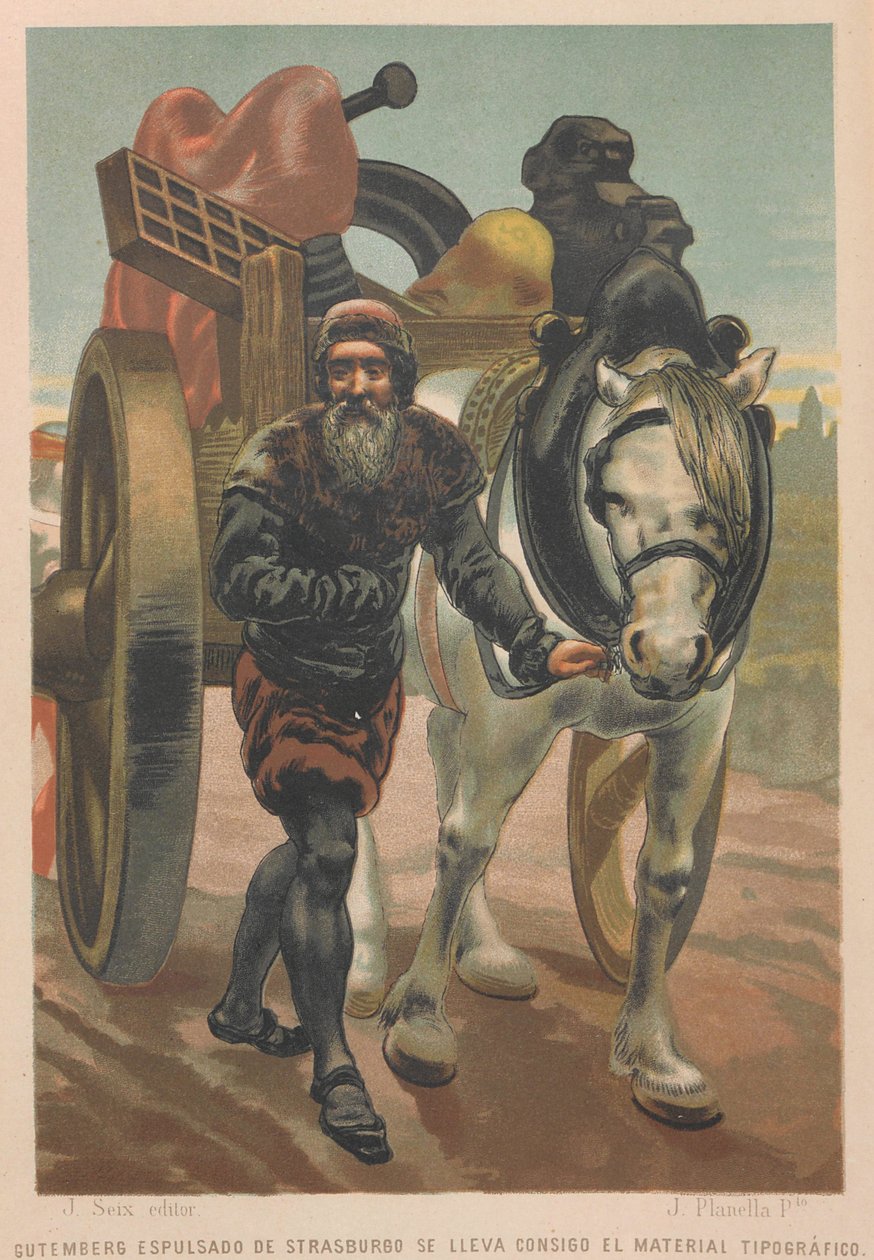 Johannes Gutenberg quitte Strasbourg. De : La ciencia y sus hombres - Juan Planella y Rodríguez