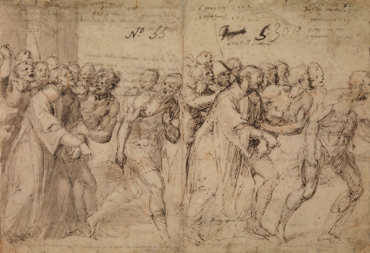 Étude pour Saint Étienne conduit à son martyre, 1566 (recto) - Juan de Juanes Juan de Juanes
