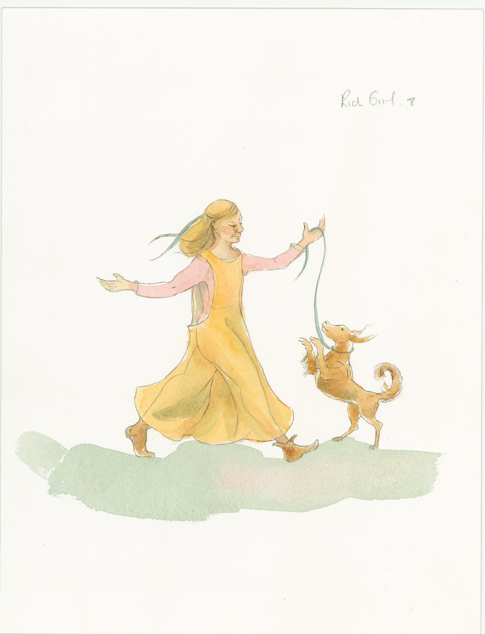 Une femme médiévale jouant avec un chien, 2004 - Judith Dobie