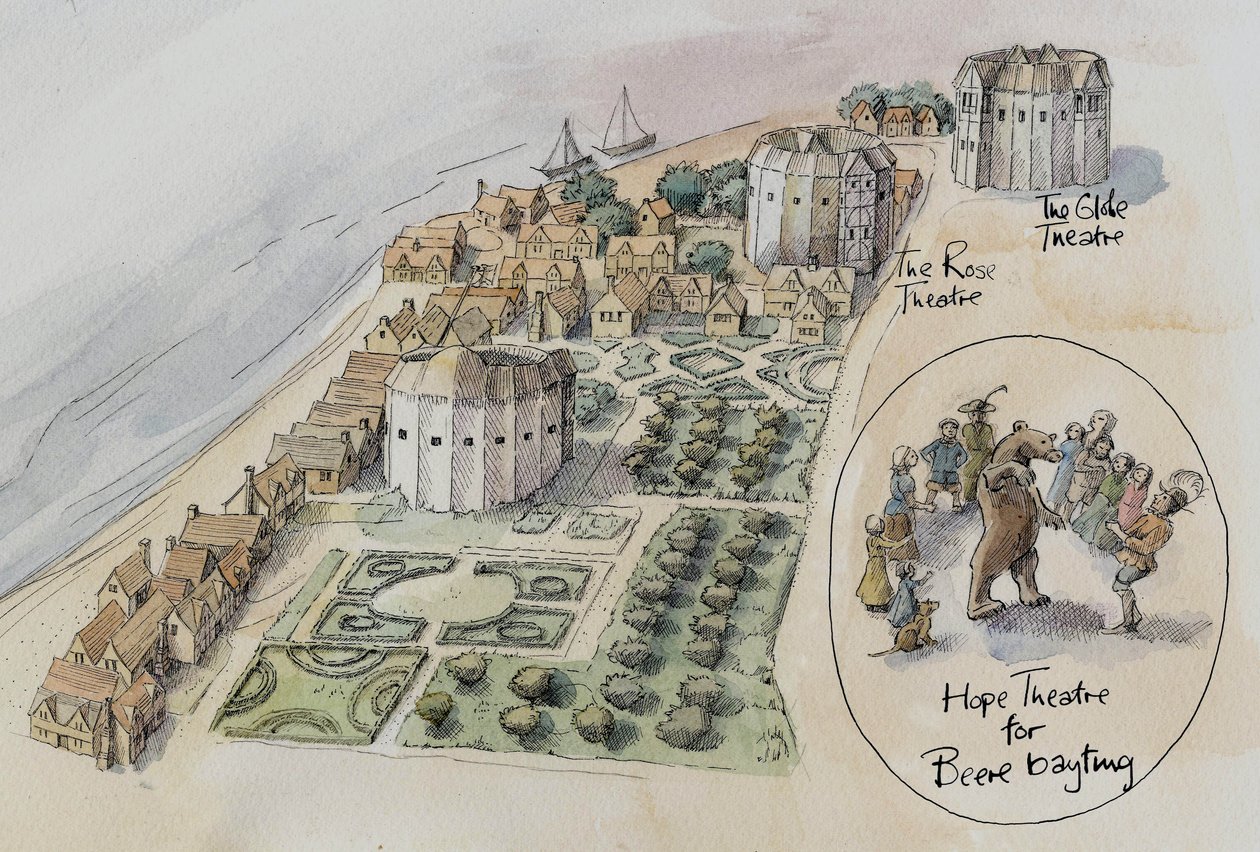 Hope Theatre, Rose Theatre et Globe Theatre, Southwark, Londres, vers 1647 2016 - Judith Dobie