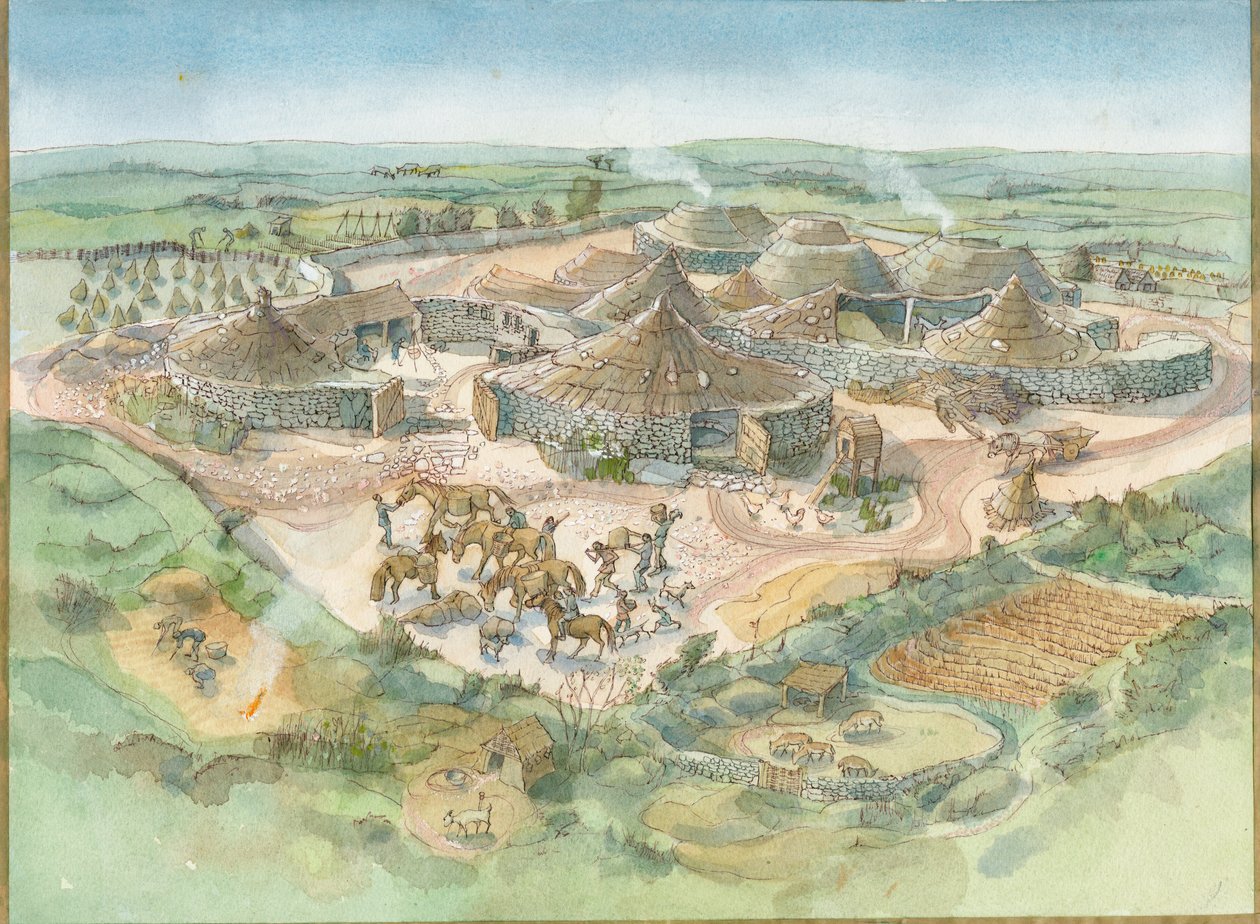 Reconstruction de Carn Euny (aquarelle sur papier) - Judith Dobie