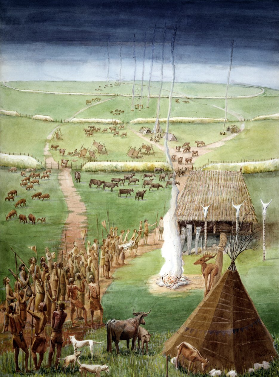 Windmill Hill, Avebury, Wiltshire (aquarelle sur papier) - Judith Dobie