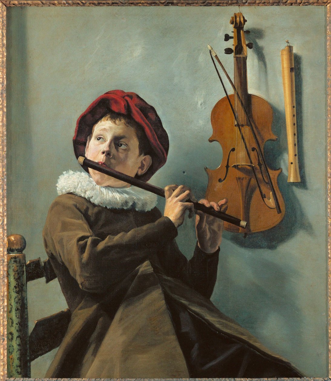 Garçon jouant de la flûte (peinture sur toile) - Judith Leyster