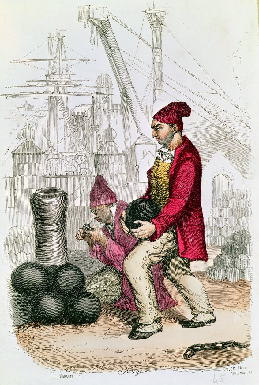 Un forçat dans la colonie pénitentiaire de Toulon, gravé par De Moraine, vers 1845 - Jules Achille Noel
