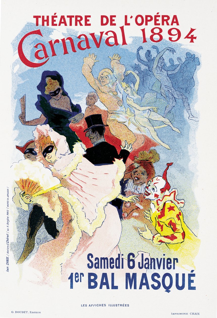 Affiche publicitaire pour un bal masqué et un carnaval, au Théâtre de l
