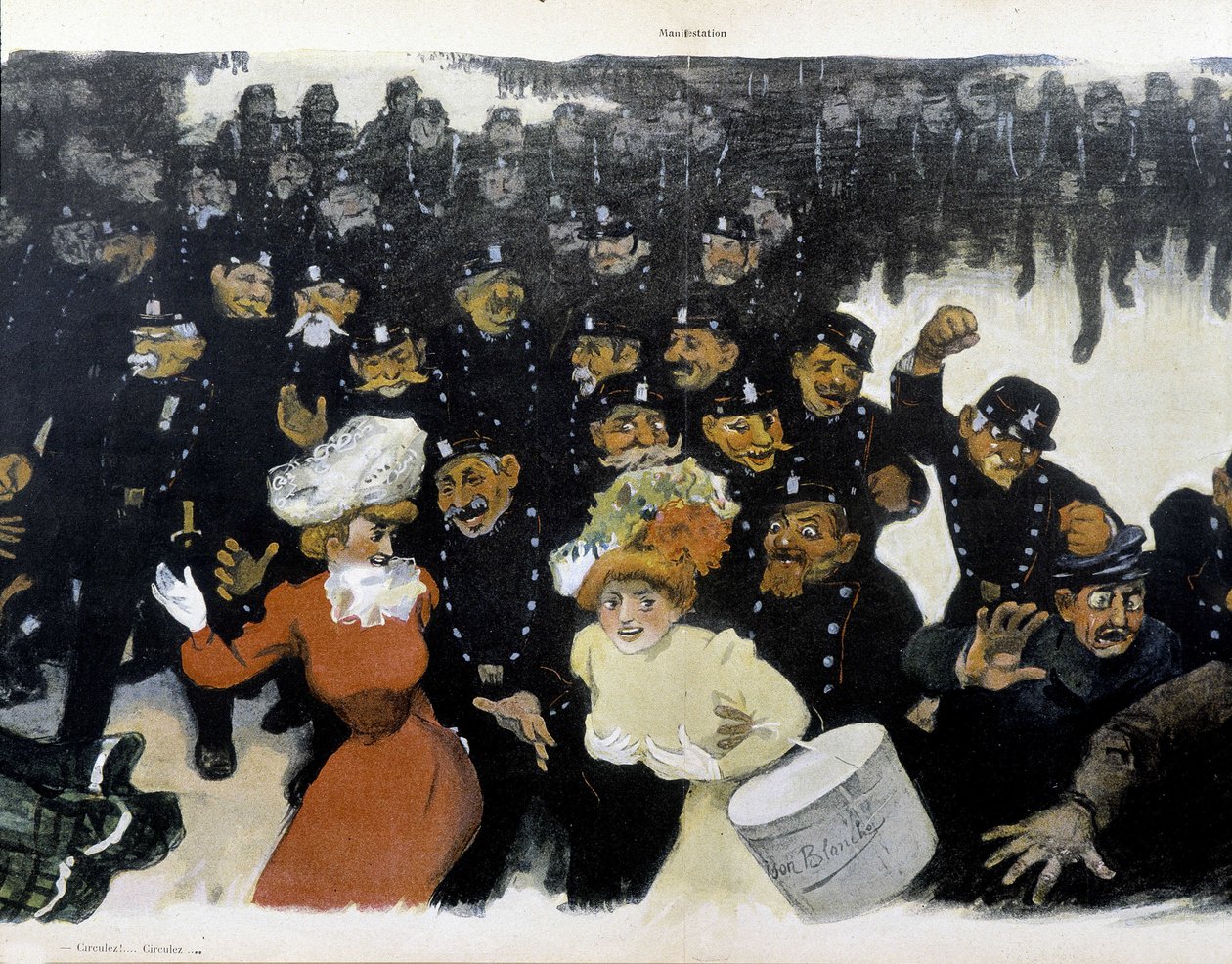 Manifestation vers 1901 - dessin de GRÜN - Jules Alexandre Gruen or Grun