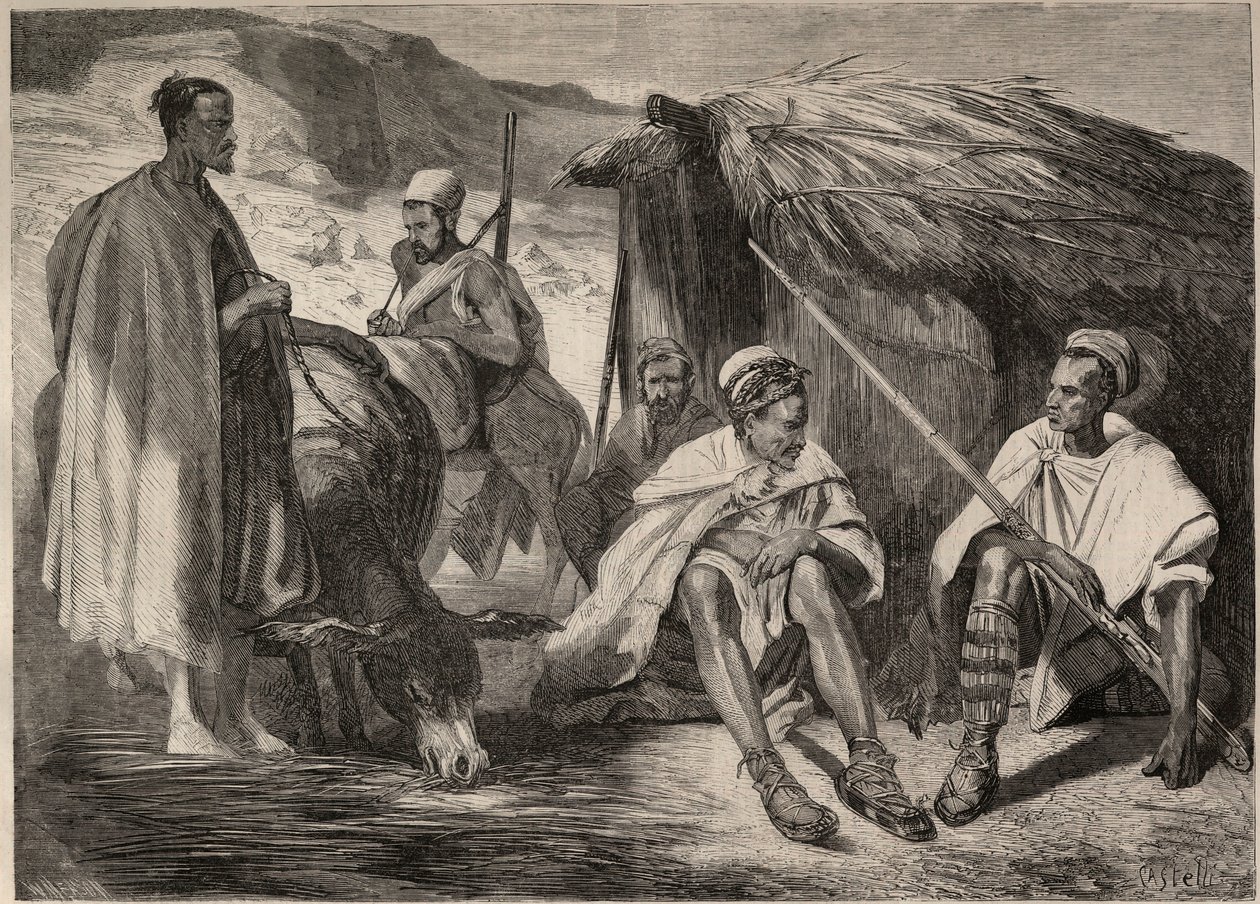 Tribus kabyles en Algérie en 1857. Gravure d
