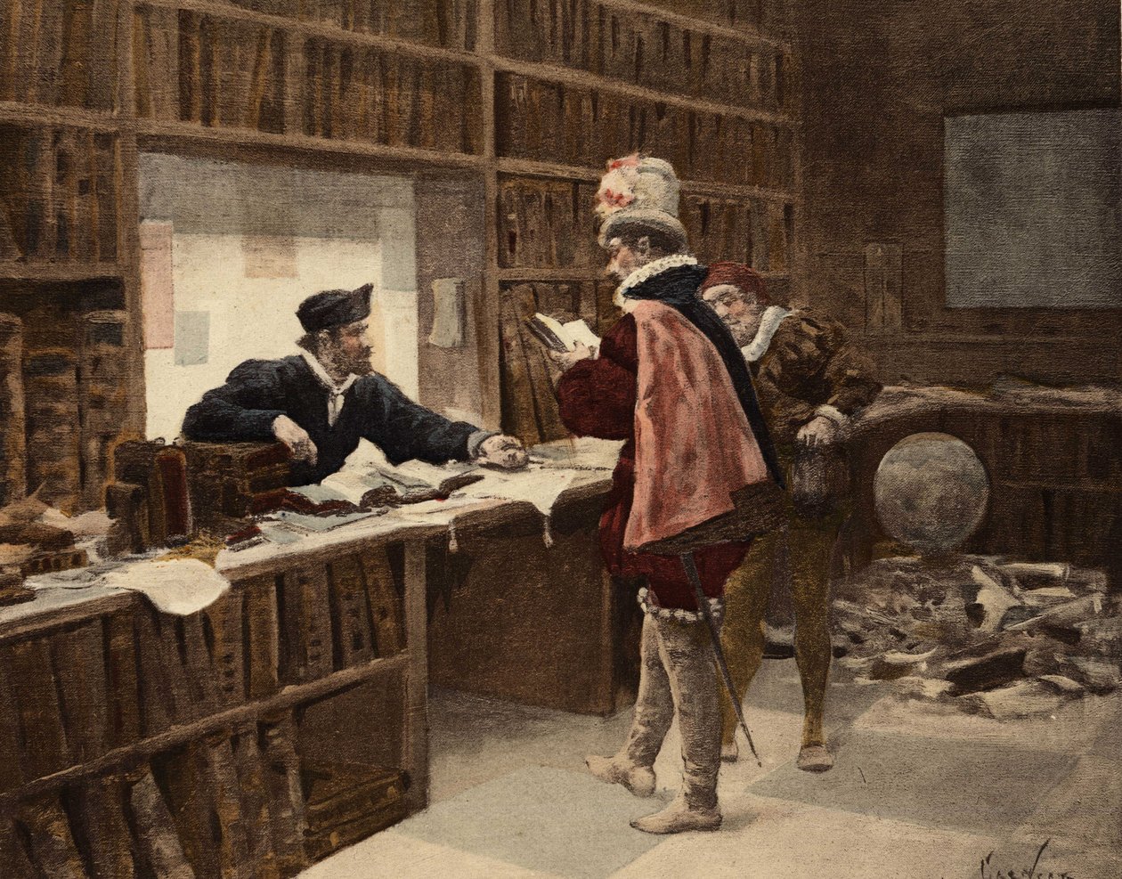 Pantagruel in the bookstore Saint Victor in Paris. Pantagruel. Illustration by Jules Garnier. In “Rabelais et l