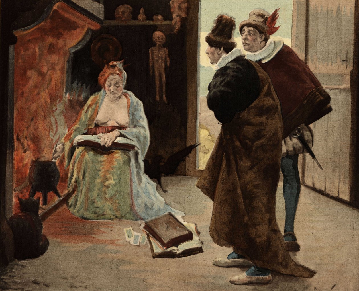 Panurge et Epistemon à la vieille sibylle de Panzoust. Pantagruel. Illustration de Jules Garnier. Dans "Rabelais et l