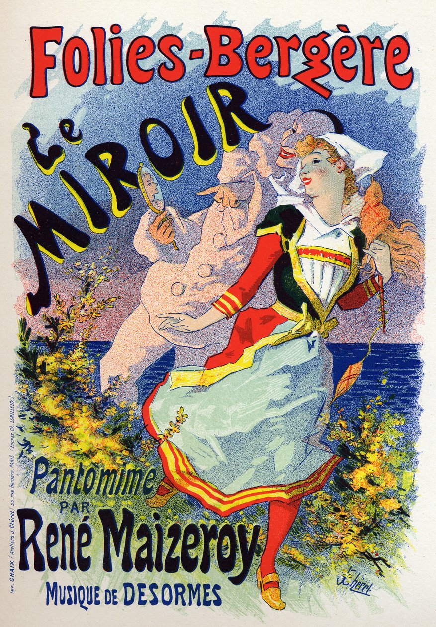 Le miroir, spectacle de mime au cabaret Les Folies Bergères, Paris - Jules Cheret