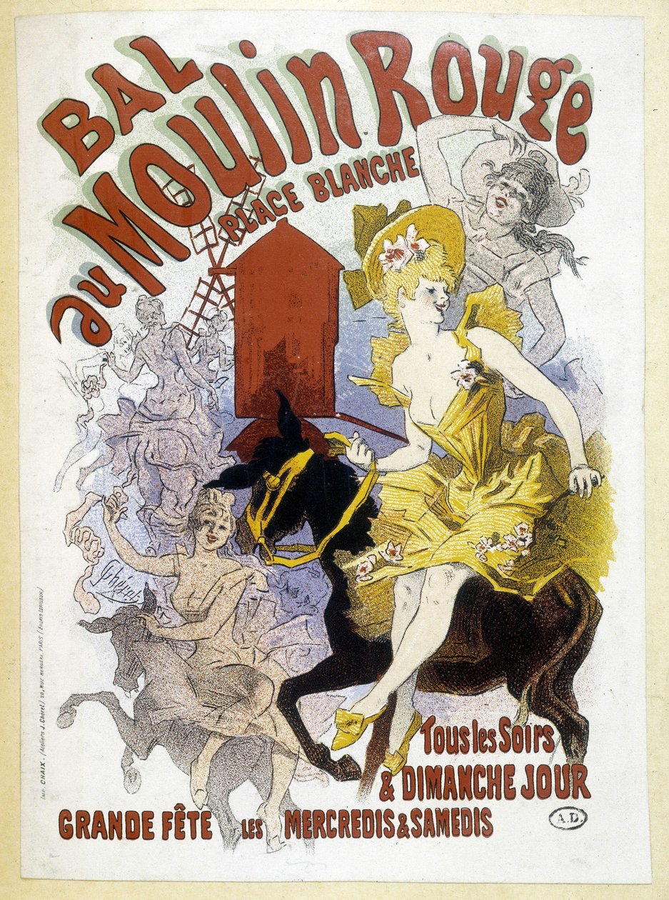 Affiche pour le bal du Moulin Rouge, par Jules Chéret, fin 19e siècle - Jules Cheret