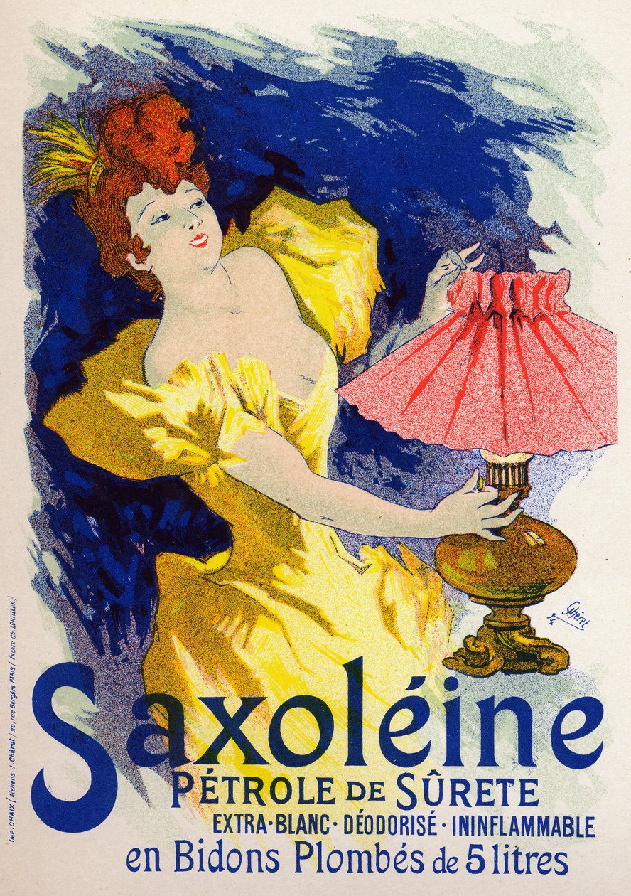 Science. Énergie. Saxoléine, huile pour lampe. Affiche par Jules Chéret, France - Jules Cheret