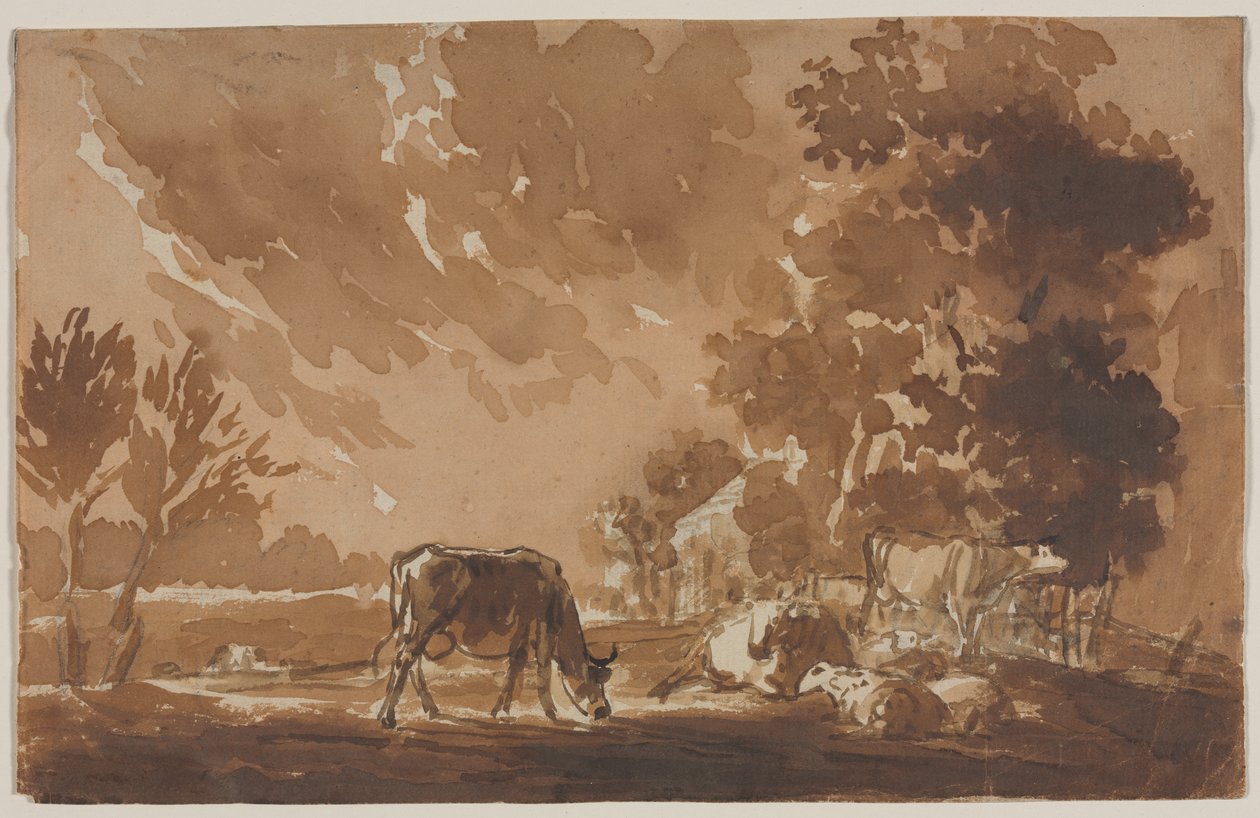 Paysage avec bétail (recto) - Jules Dupré