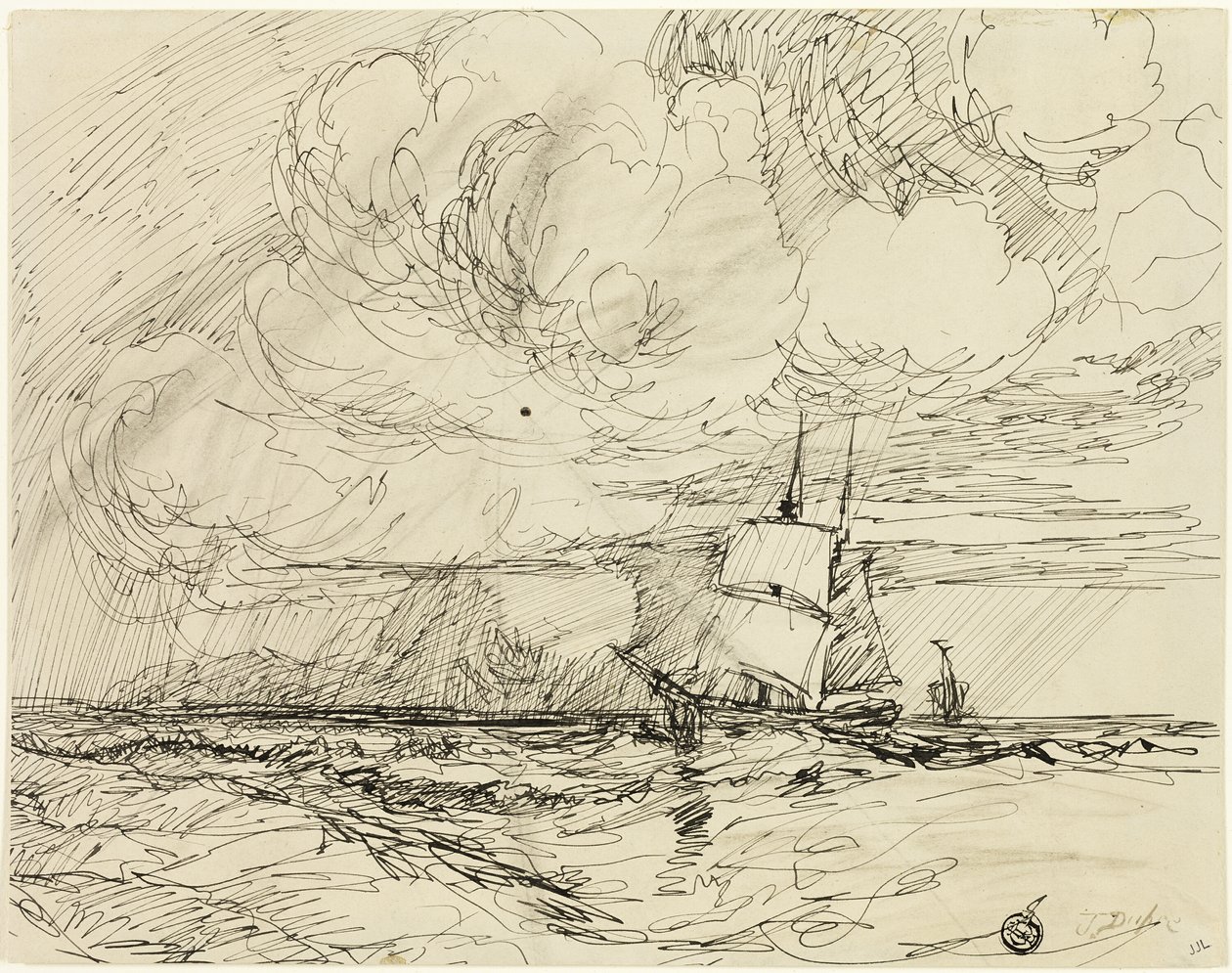 Navires en Mer Pendant la Tempête - Jules Dupré