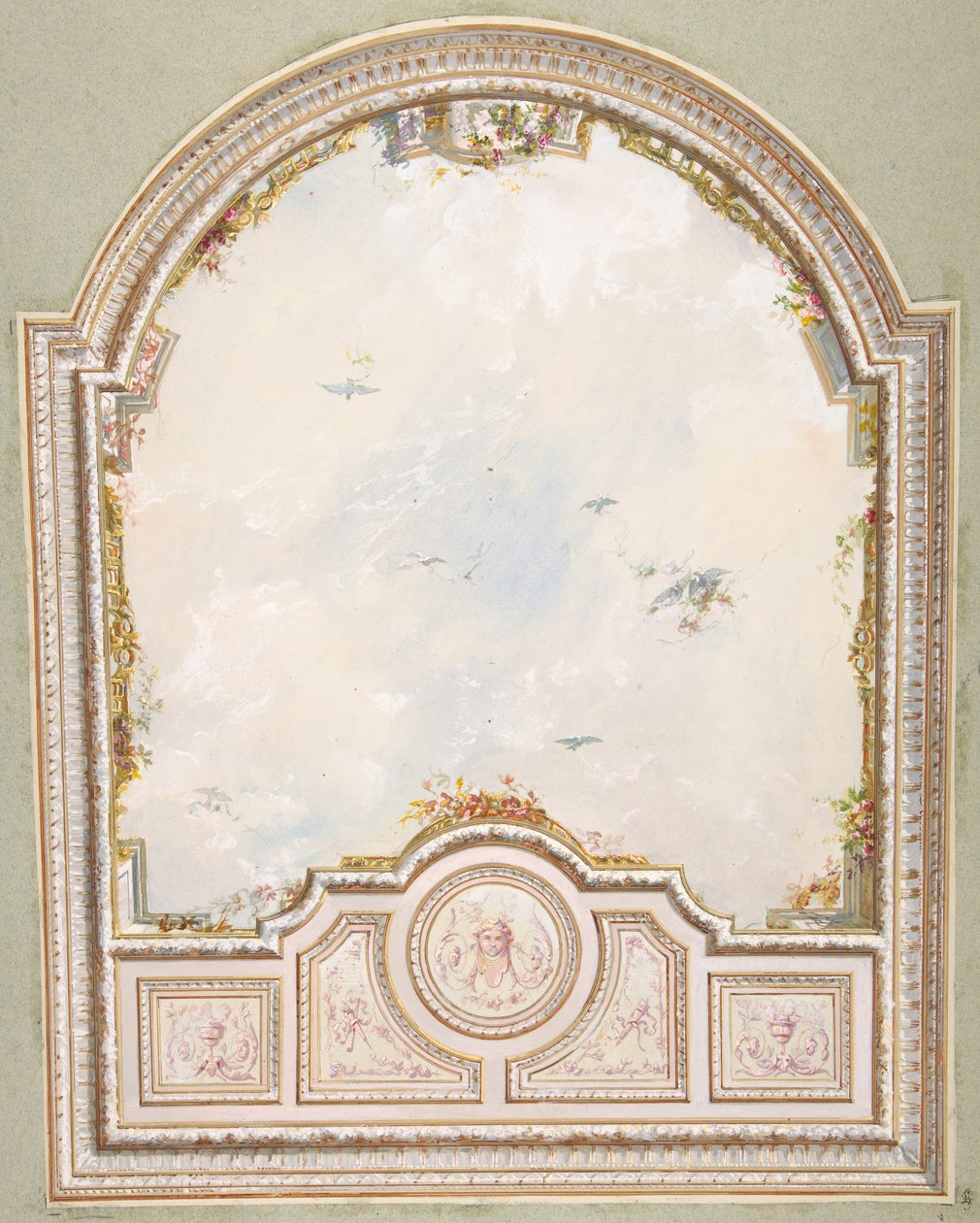 Conception pour un plafond avec un ciel en trompe-l