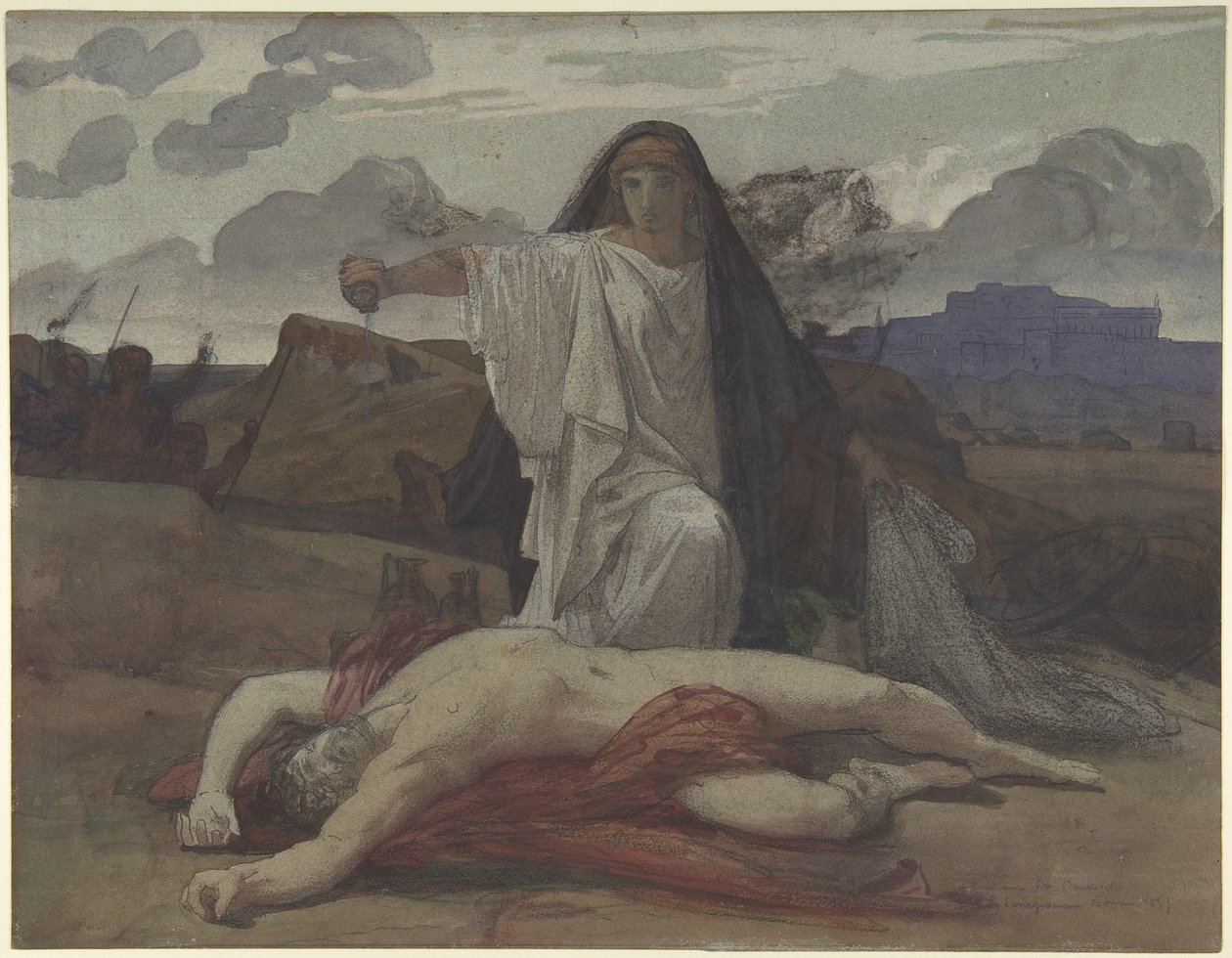 Antigone donne une sépulture symbolique au corps de son frère Polynice - Jules Eugene Lenepveu
