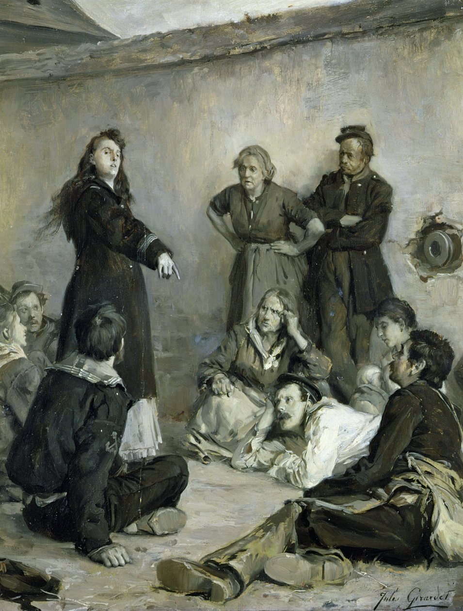Louise Michel (1830-1905) parlant aux Communards - Jules Girardet