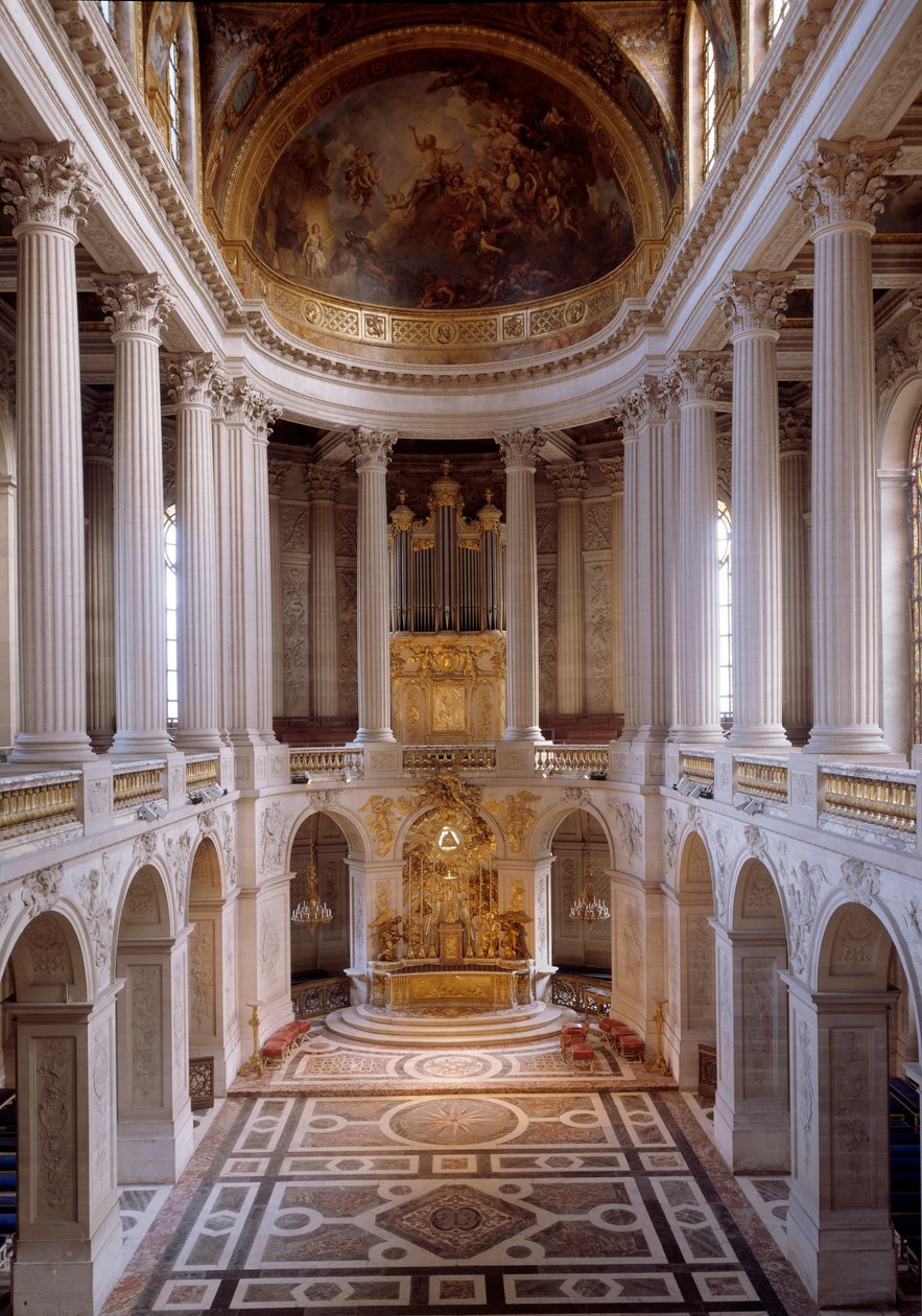 Vue de la chapelle royale réalisée par Hardouin-Mansart en 1709 et consacrée par le Cardinal Noailles en 1710. Château de Versailles - Jules Hardouin Mansart