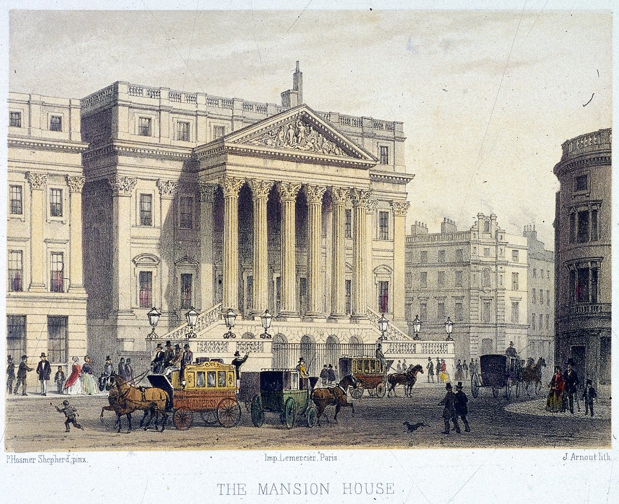 Extérieur de Mansion House, Londres, 1854 - Jules Louis Arnout