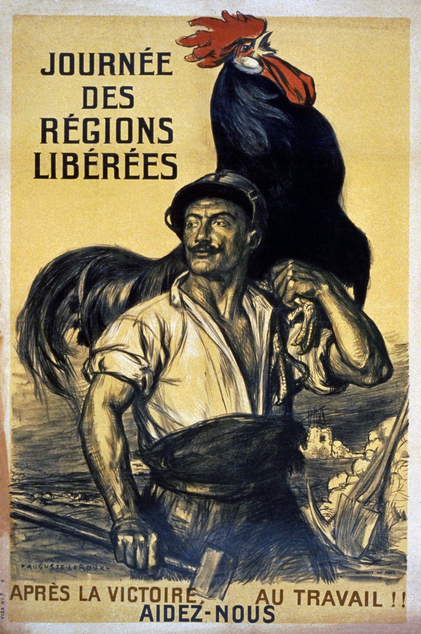 Journée des régions libérées", affiche annonçant la reconstruction d