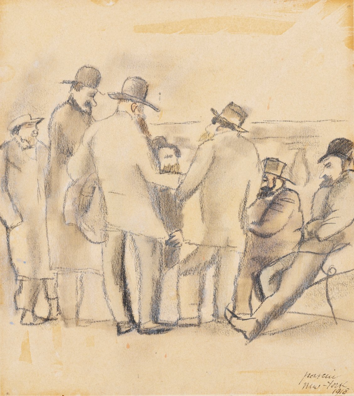 Groupe d'hommes, New York, 1918 | Jules Pascin